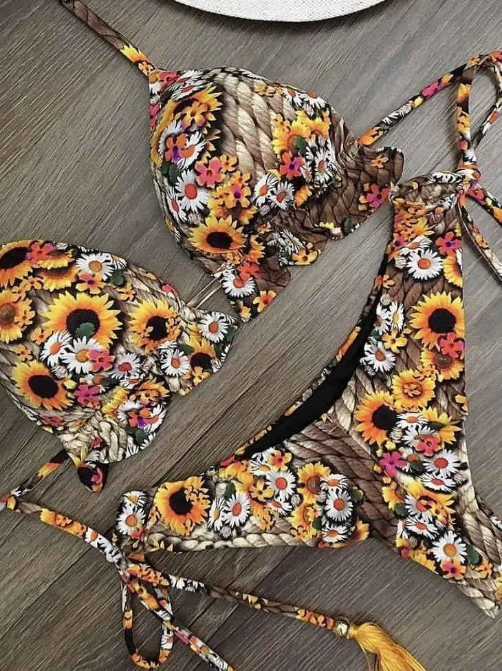 Sculpted Strappy Swimsuit â€?Tropical Bloom