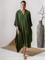 Elegant V-Neck Swim Dress