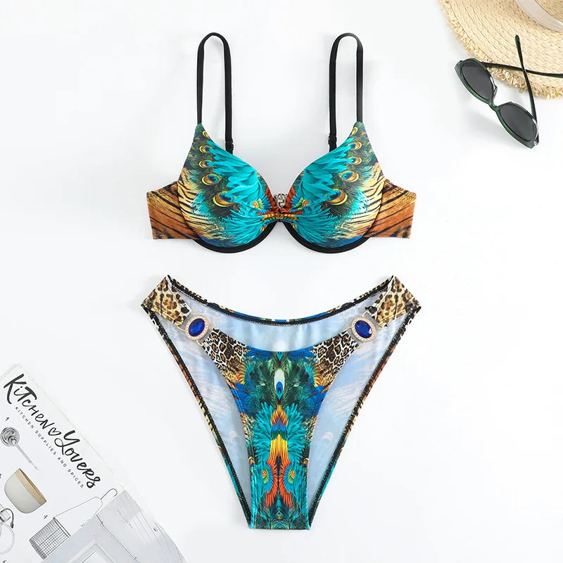Elegant Cut-Out Bikini â€?Floral Dream