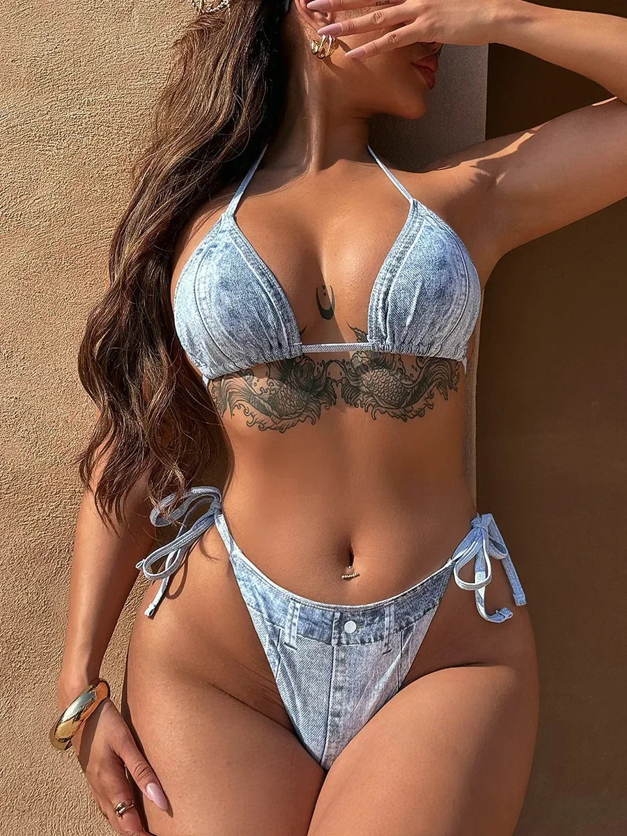 Denim Printed Resort Wear