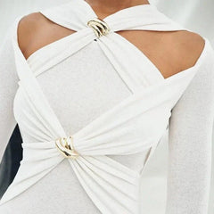 White Long Sleeve Maxi Dress