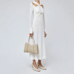 White Long Sleeve Maxi Dress