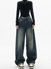 Aurora Women's Trendy High-Waisted Wide-Leg Jeans