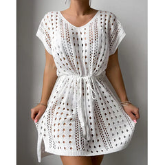 V-Neck Drawstring Boho Tunic