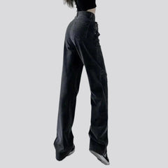 Wide-leg women's stonewashed jeans