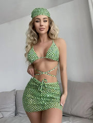 Striped Mesh Swim Dress