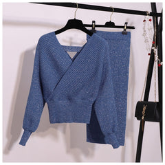 Batwing Sleeve Winter Skirt Sets