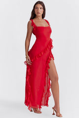 Bordeaux Ruffle Elegance Dress