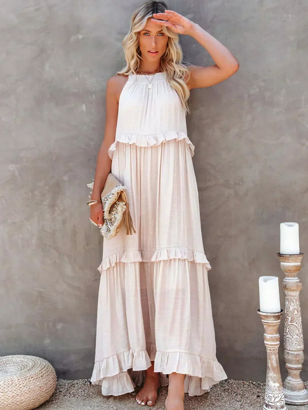 Emiliaâ„?- Halter Ruffle Maxi Dress