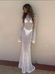 Striped Fishnet Resort Wear