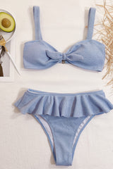 Azure Ruffle Elegance Bikini Set