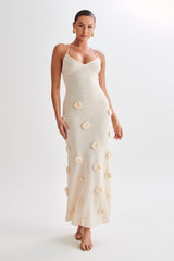 Rosette Sheer Knit Maxi Dress