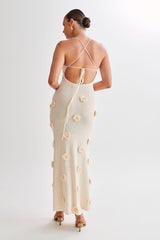 Rosette Sheer Knit Maxi Dress