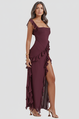 Bordeaux Ruffle Elegance Dress