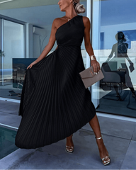 Skylar Women's Maxi Dress | One-Shoulder, Pleated