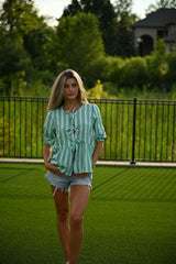 Bow Bliss Striped Top - Green