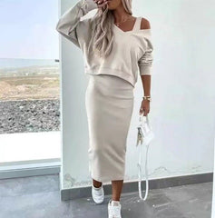 Luxe Women's Off-Shoulder Top With Skirt
