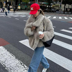 Elegant Plush Faux Fur Jacket