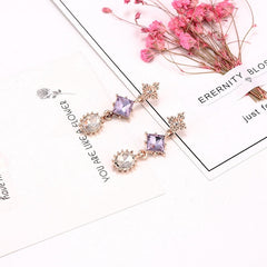 Korean Elegant Crystal Rhinestone Long Drop Earrings
