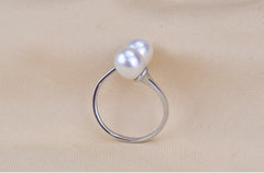 Natural Double Faced 925 Sterling Freshwater Pearl Rings