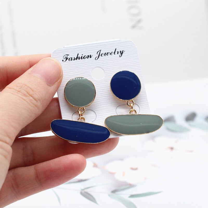 Korean Cute Hook Drop Oil Flower Crystal Stud Earrings