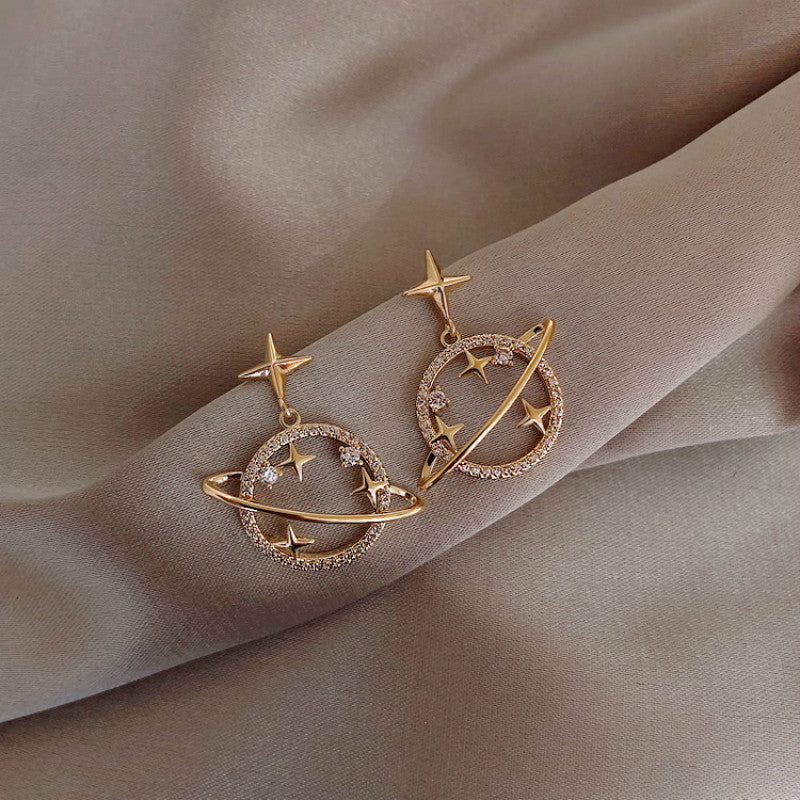Sweet Bohemian Crystal Star Zinc Alloy Dangle Earrings