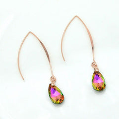 Japanese Rose Gold Imitation Crystal Water Drop Dangle Earrings