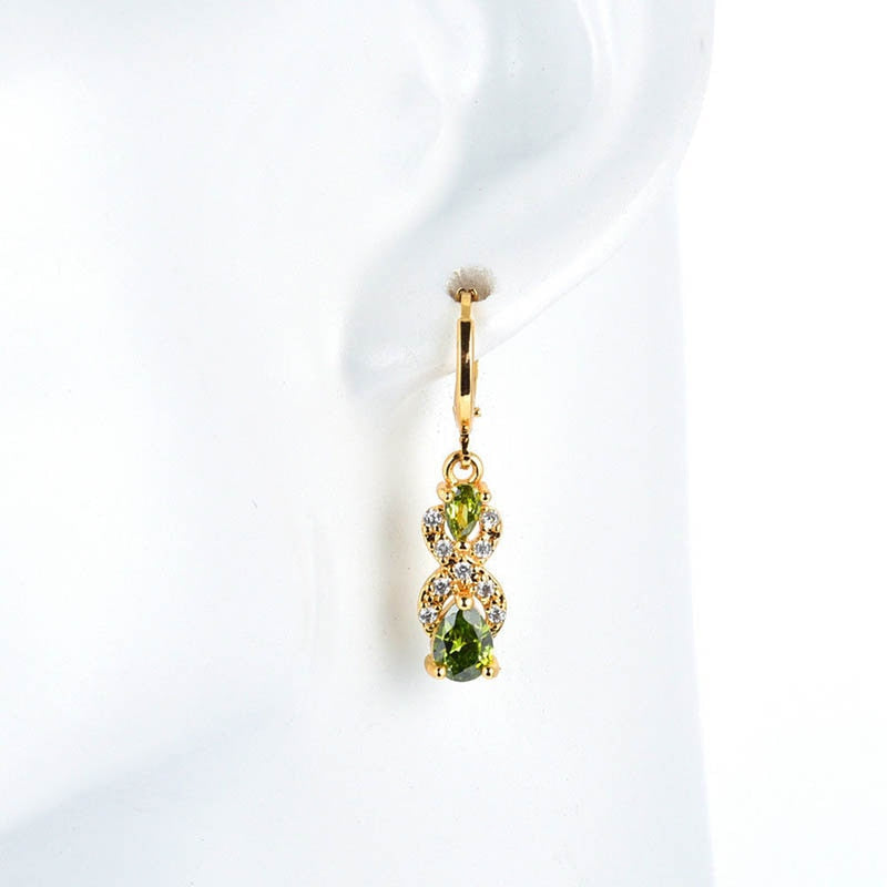 Genuine 925 Sterling with Green Peridot  Elegant Gemstone Woman Drop Earrings