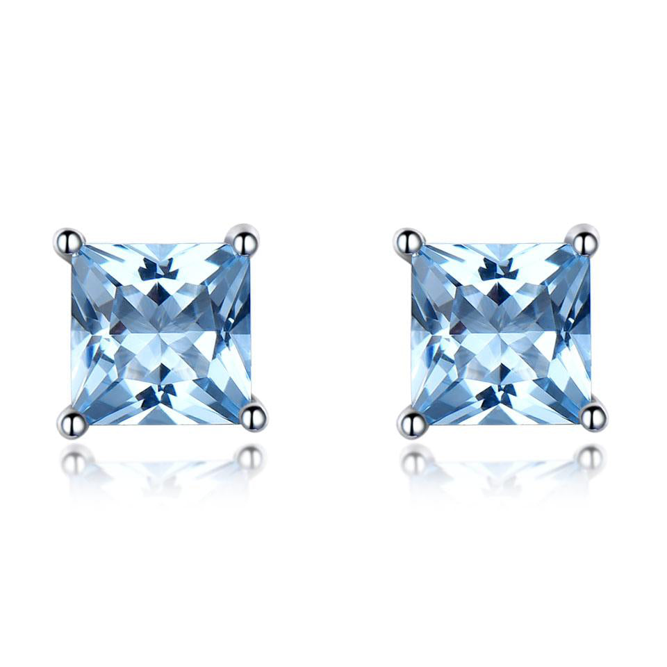 Korean Authentic 925 Sterling Silver Emerald Gemstone Woman Stud Earrings