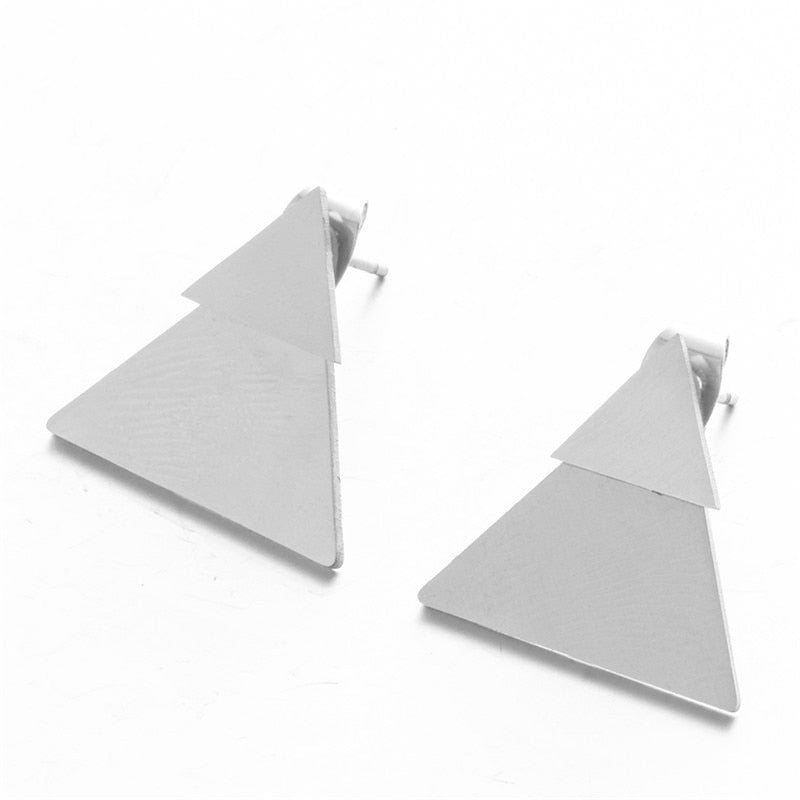 Minimalism Gold Silver Color Geometric Round Stainless Steel Woman Earring