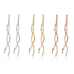 Luxury Rose Gold Threader Thin Bar Spiral Wire Woman Earrings