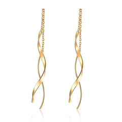 Luxury Rose Gold Threader Thin Bar Spiral Wire Woman Earrings