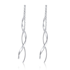 Luxury Rose Gold Threader Thin Bar Spiral Wire Woman Earrings