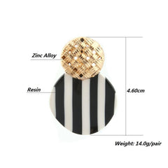 Korean Round Geometric Gold Sequin Pendant Woman Earrings