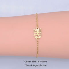 100% Stainless Steel Dainty Wise Owl Charm Bracelet