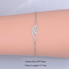 100% Stainless Steel Dainty Angel Wing Charm Bracelet