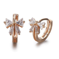 Cute Mini 925 Sterling Silver Bow CZ Circles Loops Hoop Earrings