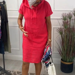 Emmaâ„?Cotton and Linen Dress with Pockets and Hood