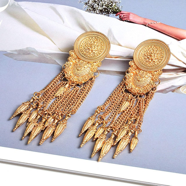 Burning Flames Tassels Drop Earrings