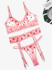 XOXO Sheer Embroidered 3-Pieces Garter Set