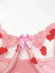 XOXO Sheer Embroidered 3-Pieces Garter Set